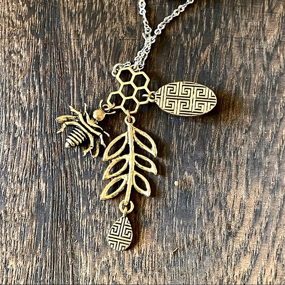 πππSOLDπππLUCKY BRAND Semi precious mixed metals beehive + stone long lay - Picture 11 of 11
